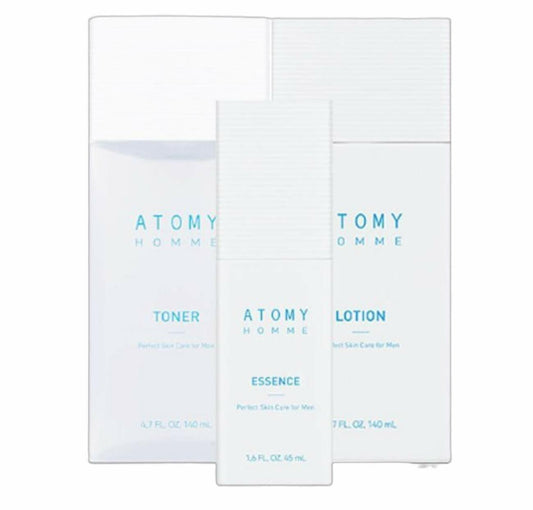 Atomy Homme 护肤爽肤水精华乳液保湿修复天然 3 件装全新