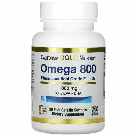 California Gold Nutrition Omega 800 Fish Oil 80% EPA/DHA 1000mg 30 Softgels NEW