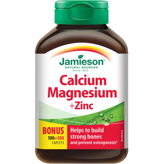 Jamieson Calcium Magnesium Zinc Caplets Absorbable Formula  2:1 Ratio 200 pc NEW