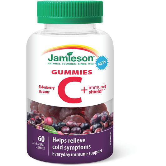 Jamieson Vitamin C + Immune Shield Gummies Daily Support Cold Symptom 60 pcs NEW