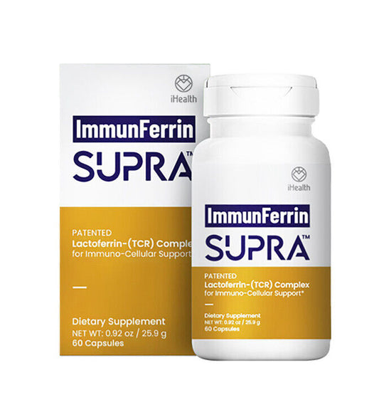 100 Bottles iHealth ImmunFerrin SUPRA Immuno-Cellular Support 60 Caps 0.92oz NEW