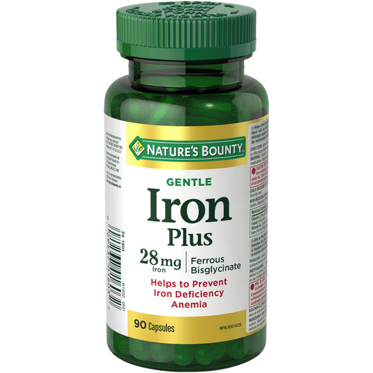 Nature's Bounty Gentle Iron Plus Pills Helps Prevent Iron Deficiency 90 pcs NEW