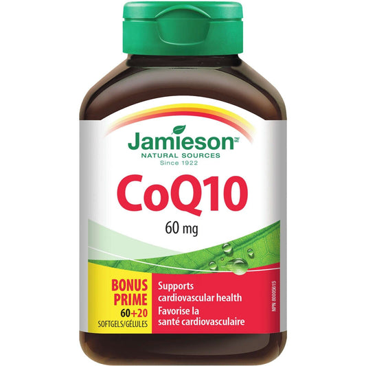 Jamieson CoQ10 60 mg Coenzyme Formula Antioxidant Heart Function Boost 80pcs NEW
