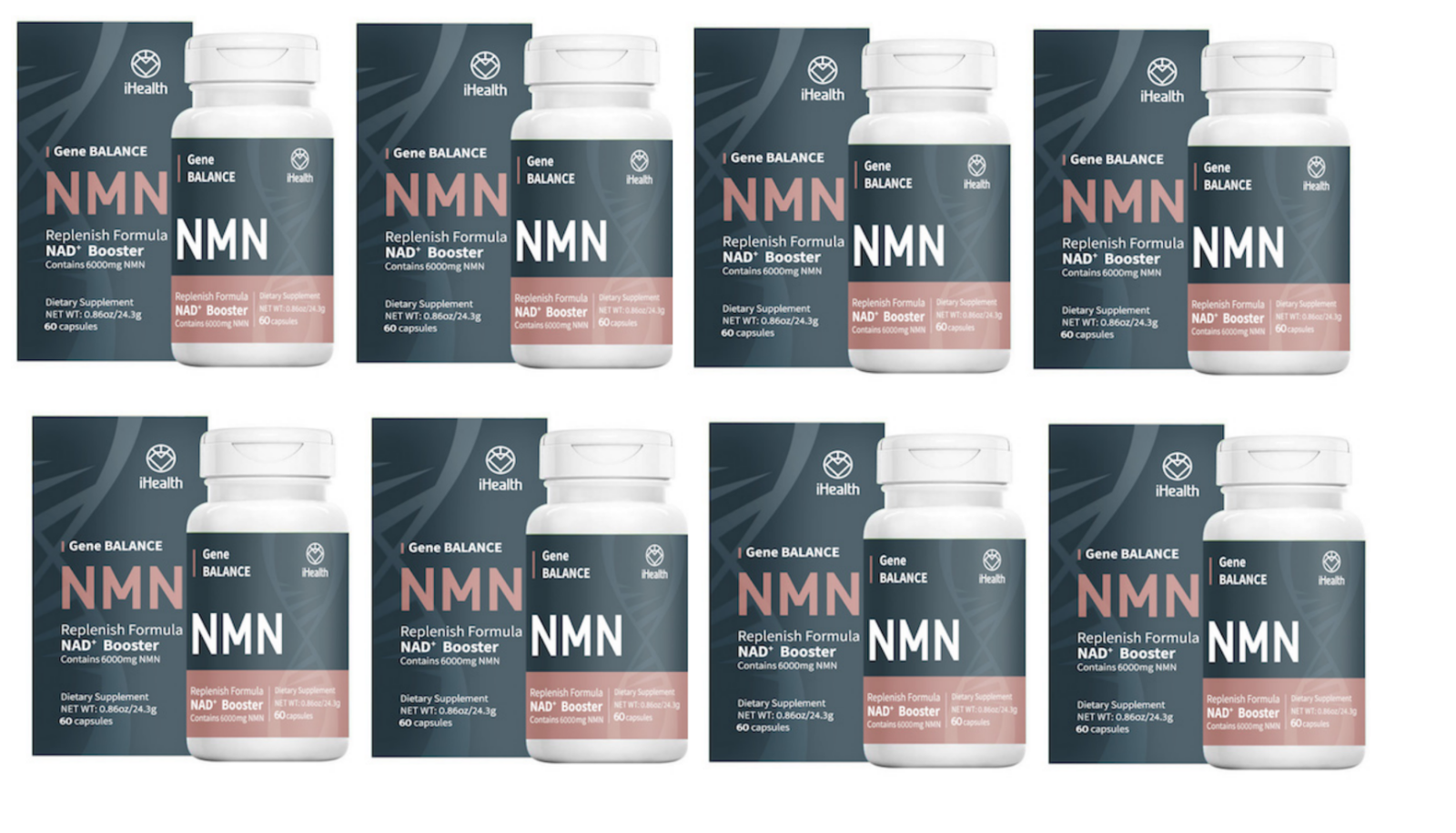 8 Bottles iHealth NMN Gene Balance Replenish Formula NAD+ 60 Caps ea H ...