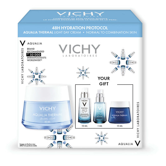 Vichy Aqualia Thermal 48-Hour Light Hyaluronic Acid Face Moisturizing Kit NEW