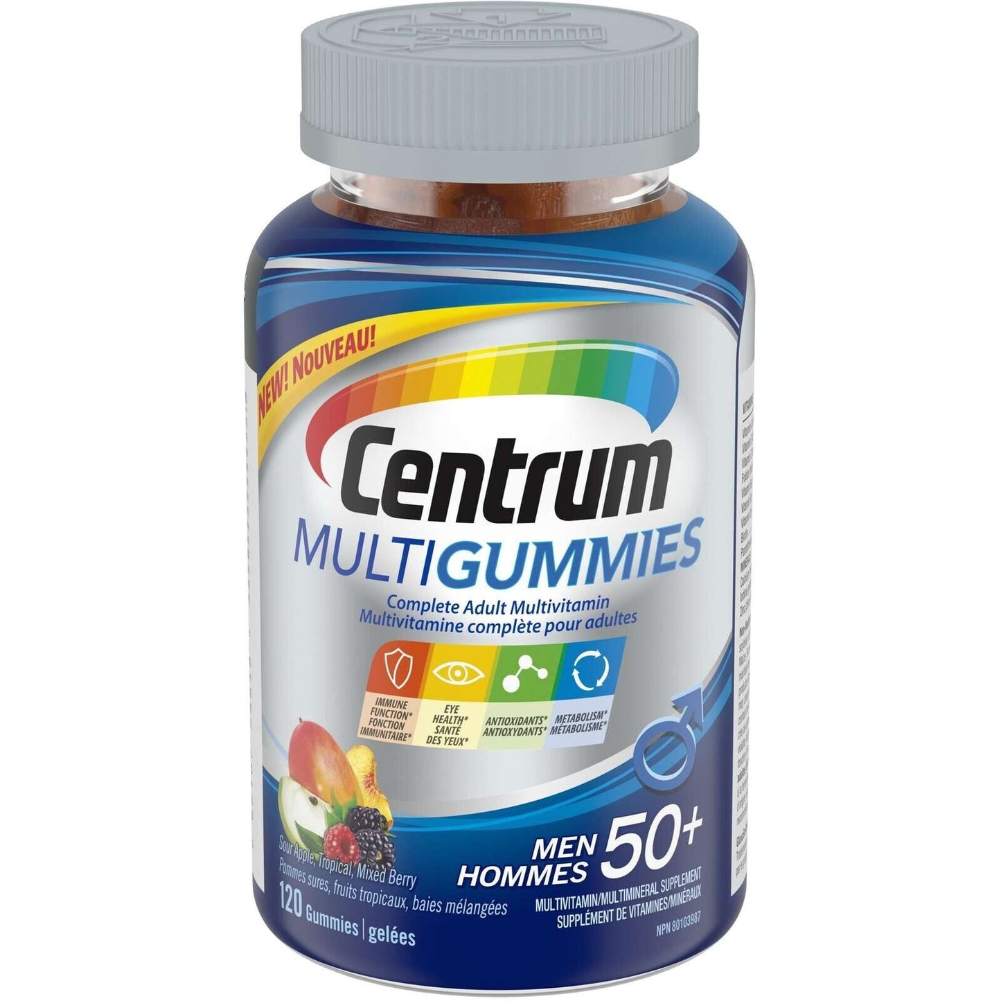 Centrum MultiGummies 男性 50+ 多种维生素多种矿物质补充剂 120 片 全新