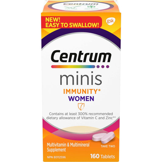 Centrum Minis 免疫力女士维生素 C 锌骨眼皮肤健康 160 片全新