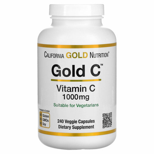 California Gold Nutrition Gold C Vitamin C Supplement 1000mg 240 Veggie Caps NEW
