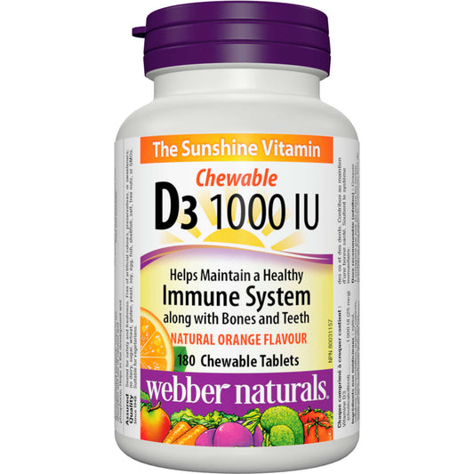 Webber Naturals Vitamin D3 1000 IU Chewable Tablets Sunshine Boost 180 pcs NEW