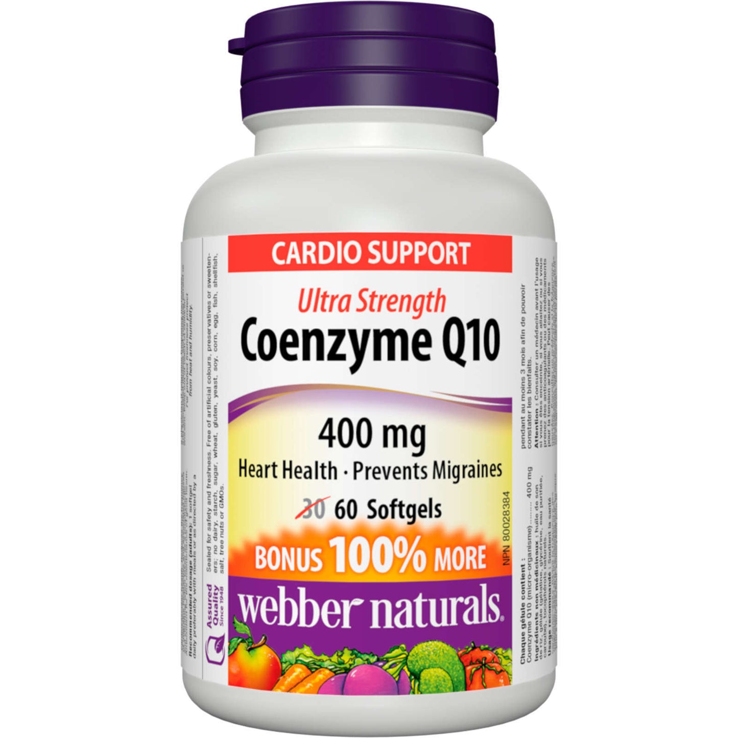 Webber Naturals Coenzyme Q10 400mg Ultra Strength Heart Migraine 60 pcs NEW