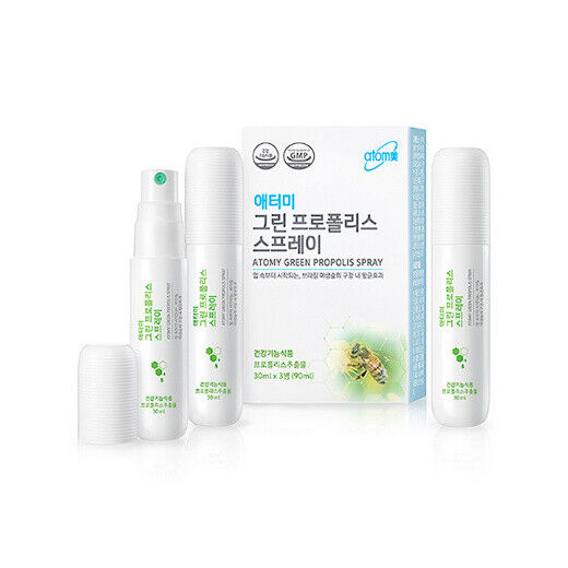 Atomy 绿蜂胶喷雾 缓解喉咙痛 口香糖 口腔疼痛 30 毫升 x 3 件 新品