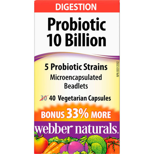 Webber Naturals Probiotic 10 Billion 5 Probiotic Strains Chronic 40 pcs NEW