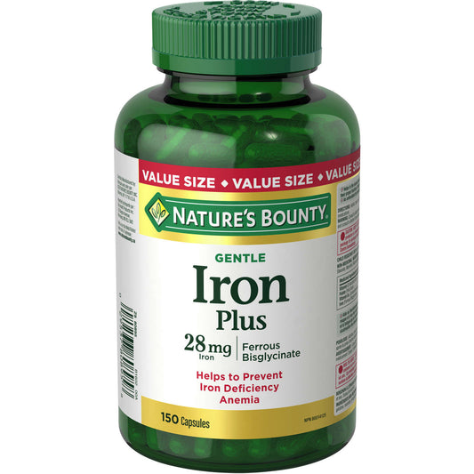 Nature's Bounty Gentle Iron Plus Pills Helps Prevent Iron Deficiency 150 pcs NEW