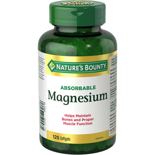 Nature's Bounty Absorbable Magnesium Helps Maintain Bones Teeth 400mg 125pcs NEW