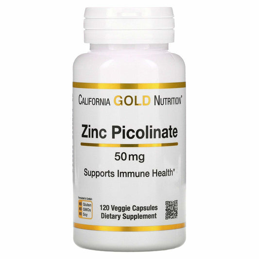 California Gold Nutrition Zinc Picolinate 50mg Immune Support 120 Caps NEW
