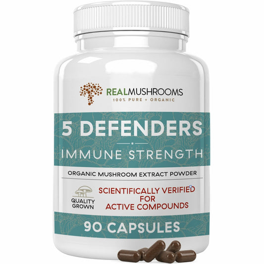 Real Mushrooms Organic 5 Defenders Mushroom Blend Immune Strength 90 caps NEW