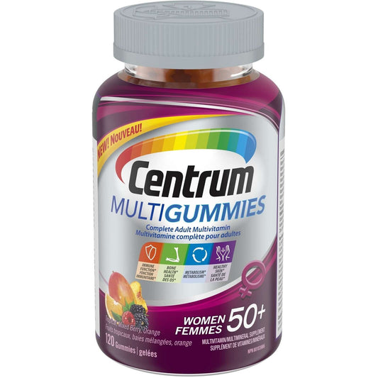 Centrum MultiGummies 女士 50+ 复合维生素、复合矿物质混合浆果味 120 片 全新