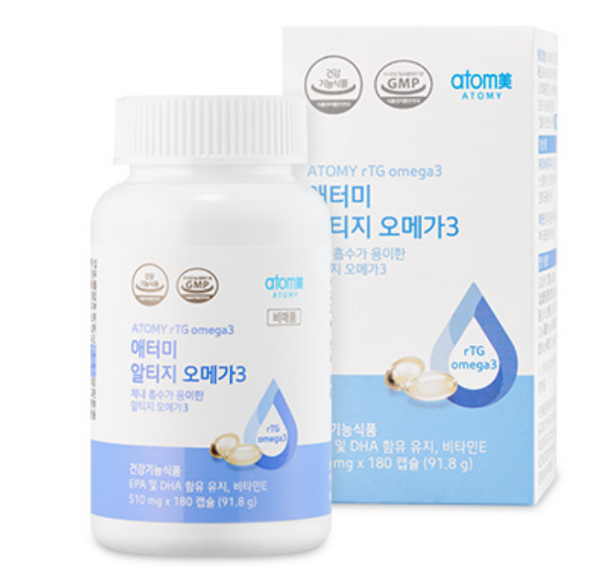 Atomy rTG Omega 3 EPA DHA 易吸收 510mg 油脂肪生物可利用 180 件新品