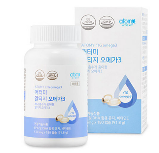 Atomy rTG Omega 3 EPA DHA Easy Absorption 510mg Oil Fat Bioavailable 180pcs NEW