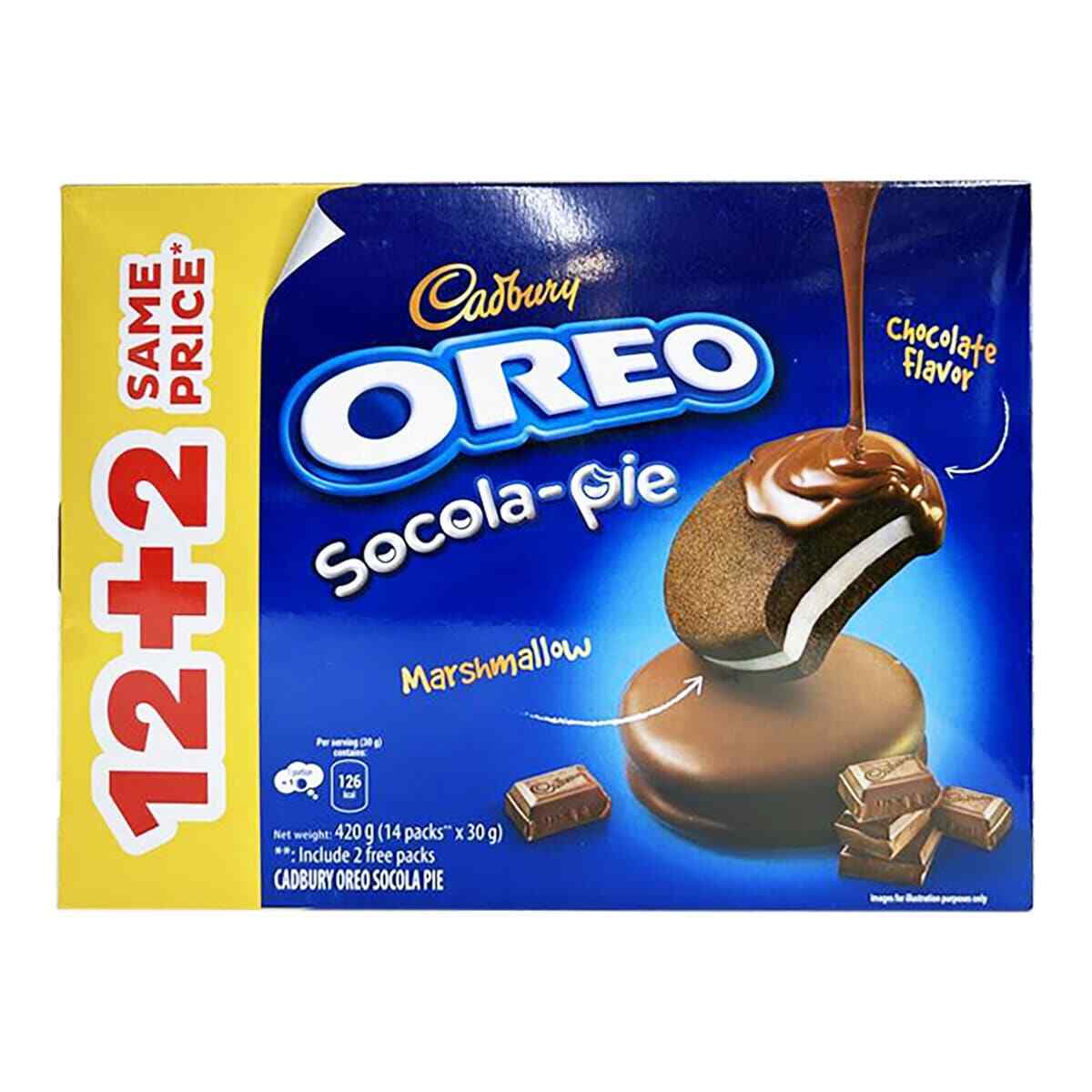 Oreo Socola Pie Cadbury 12+2 Original Marshmallow Flavored Chocolate 420g NEW