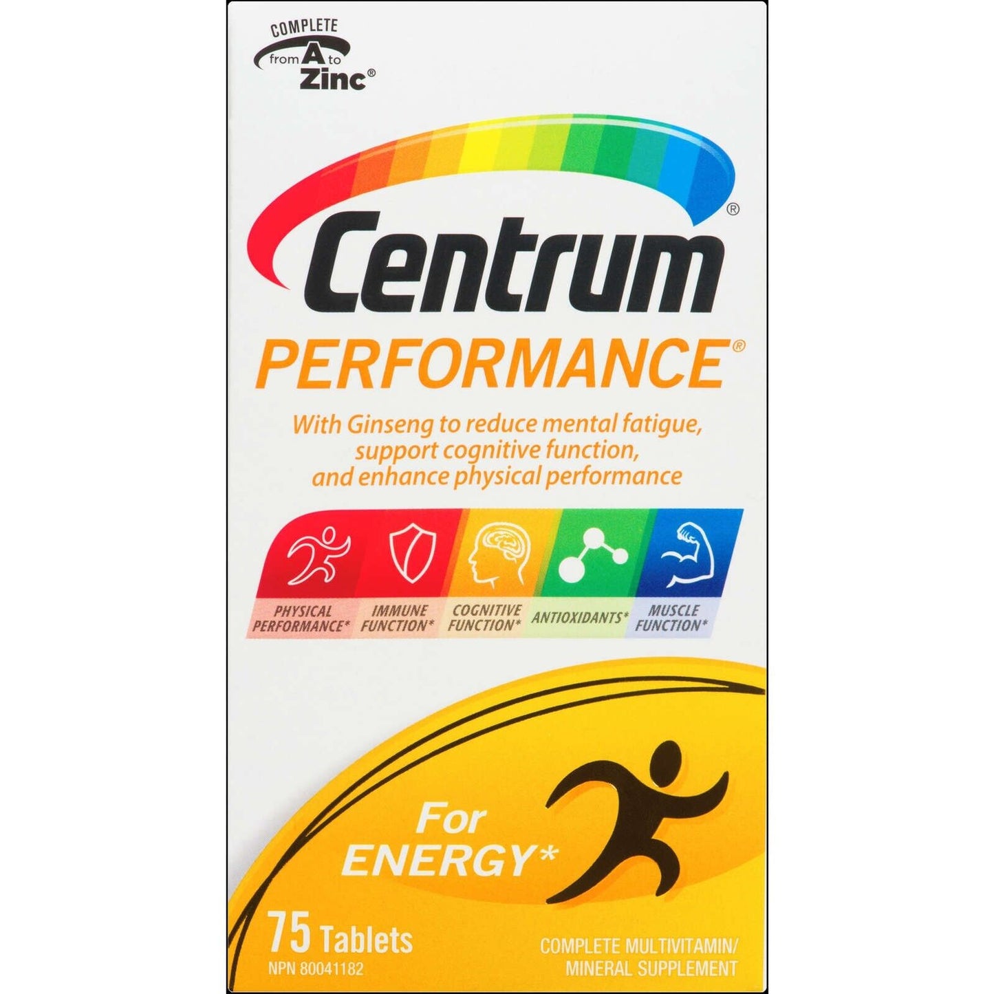 Centrum Performance 多种维生素、多种矿物质补充剂 人参 75 片 全新