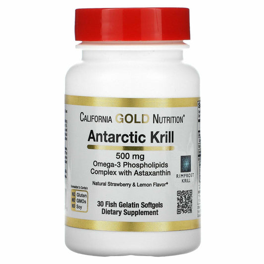 California Gold Nutrition Antarctic Krill Oil 500mg Omega-3 30 Softgels NEW