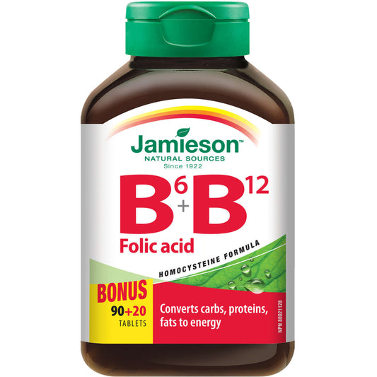 Jamieson Vitamin B6 B12 Folic Acid Maintenance Heart Health Disease 110 pc NEW