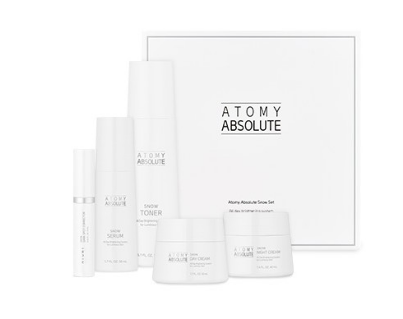 Atomy Absolute Snow Set Toner Serum Day Night Cream Corrector All Skin 5pcs NEW