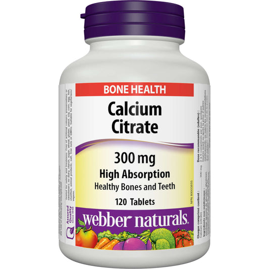 Webber Naturals Calcium Citrate 300 mg High Absorption Low Stomach 120 pcs NEW