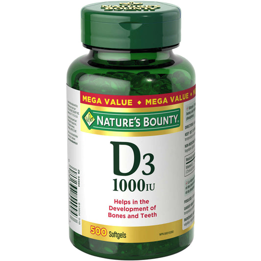 Nature's Bounty Vitamin D3 Pills Development Bones Teeth 1000IU 500 pcs NEW