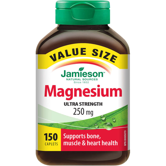Jamieson Magnesium High Potency Caplets 250mg Bone Muscle Heart 150 pcs NEW