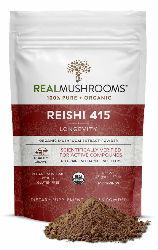 Real Mushrooms Organic Reishi Mushroom Powder Longevity Vegan NonGMO 1.59 oz NEW