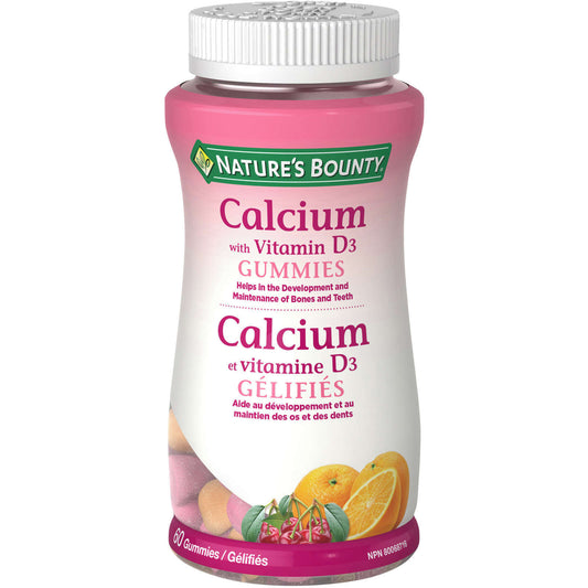 Nature's Bounty Calcium Gummies Vitamin D3 Helps Support Bone Health 60 pcs NEW