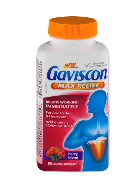 Gaviscon Max 缓解片浆果混合胃酸反流疼痛缓解 50 片全新