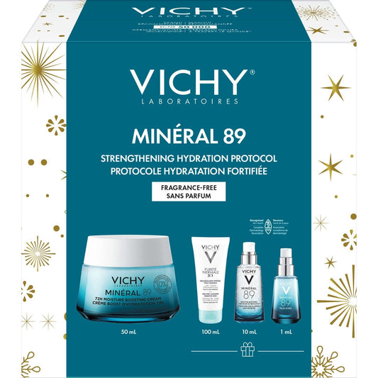 Vichy Minéral 89 Fragrance-free Cream Kit Redensify Daily Moisturizing 4pcs NEW