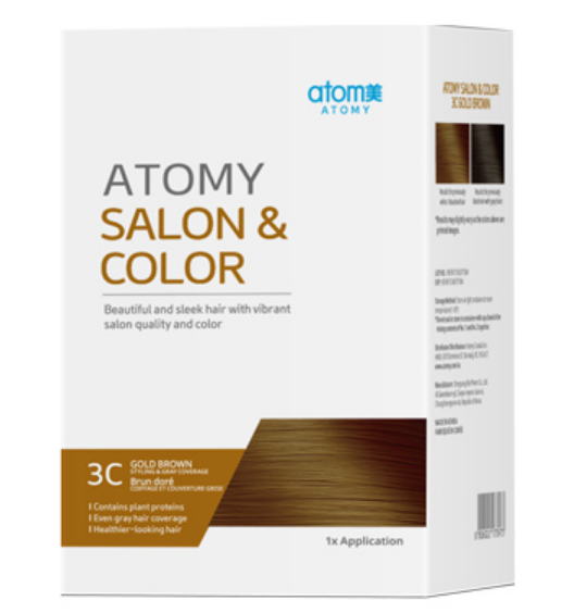 Atomy Bubble Hair Herbal 3C Gold Brown Treatment Shiny Box of 1 Application NEW