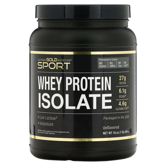 California Gold Nutrition SPORT Whey Protein Isolate Workout Meal 1 lb NEW