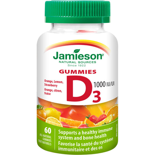Jamieson Vitamin D 1000 IU Gummies Meet Daily Requirements Calcium 60pcs NEW