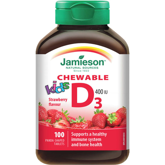 Jamieson Kids Chewable Vitamin D3 400 IU Delicious Nutrition Child 100 pcs NEW