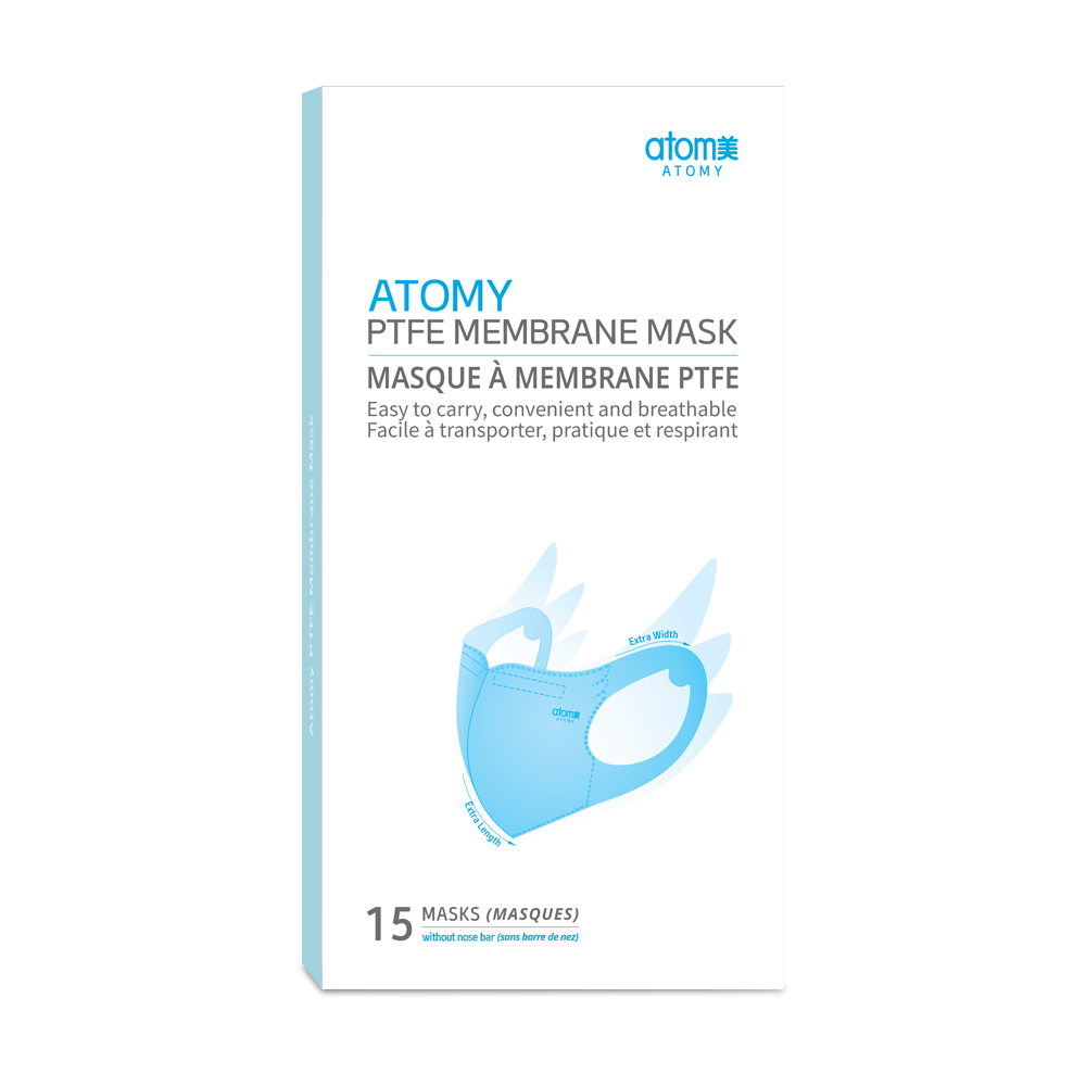 Atomy PTFE 膜口罩 方便透气 弹性 PP/ES HEPA 15 件装 全新