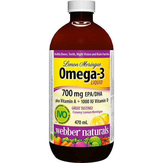 Webber Naturals Omega-3 Liquid plus Vitamins A + 1000 IU Vitamin D 470ml NEW