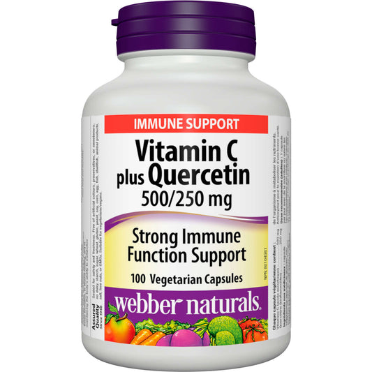 Webber Naturals Vitamin C Plus Quercetin 500/250mg Vegan Immune 100 pcs NEW