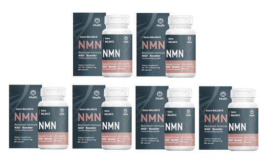 6 Bottles iHealth NMN Gene Balance Replenish Formula NAD+ 60 Caps 12000mg ea NEW