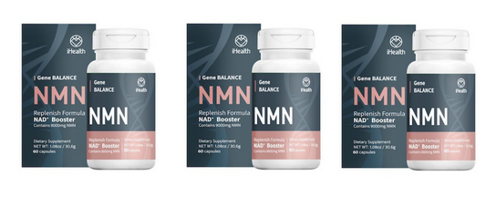 3 Bottles iHealth NMN Gene Balance Replenish Formula NAD+ 60 Caps 12000mg ea NEW