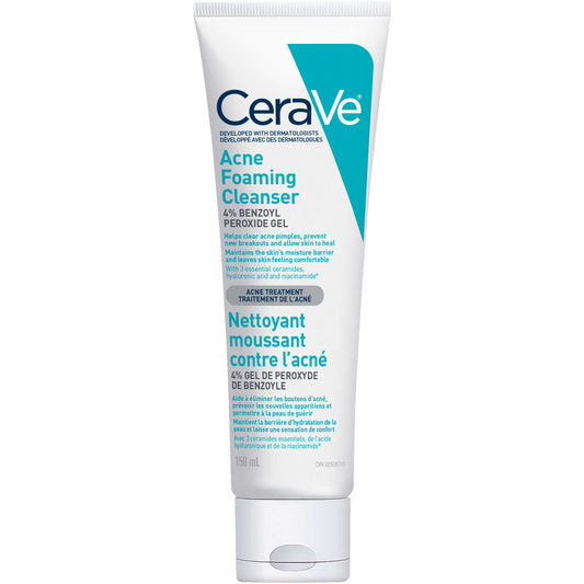 CeraVe 痤疮泡沫清洁剂过氧化苯甲酰清除痤疮粉刺皮肤 150ml 全新