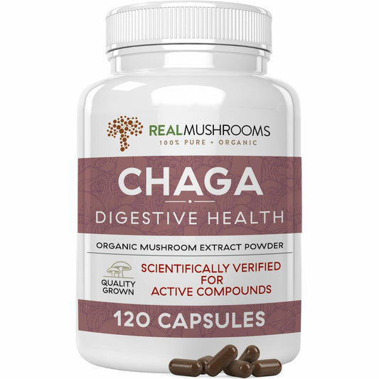 Real Mushrooms Organic Siberian Chaga Extract Digestive Health 120 caps NEW