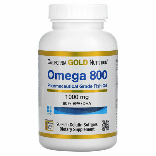 California Gold Nutrition Omega 800 Fish Oil 80% EPA/DHA 1000mg 90 Softgels NEW