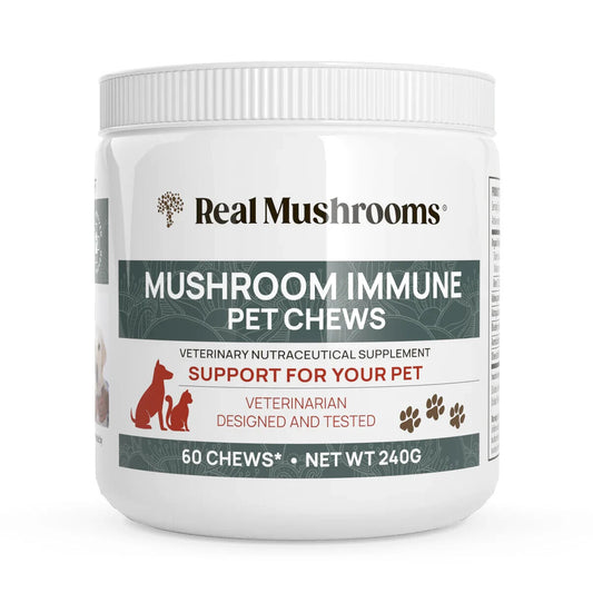 Real Mushrooms Mushroom Immune Pet Chews Turkey Tail Amino Acids 60 Chews NEW