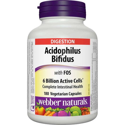 Webber Naturals Acidophilus Bifidus w FOS 6 Billion Active Cells 180pcs NEW