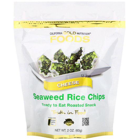 California Gold Nutrition Seaweed Rice Chips Cheese Roasted Snack 2oz NEW
